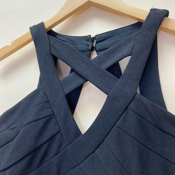 Crystal Doll Black Cutout Bodycon Mini Dress Size 5 Juniors Criss Cross Banded - Picture 4 of 8